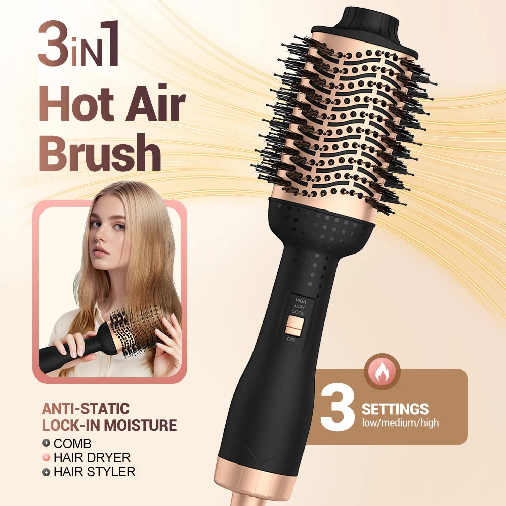 Cepillo de Aire Caliente para Rizar y Alisar el Cabello, Cepillos Eléctricos para el Cabello, Peine Caliente, Rizador Profesional, Cepillo Térmico Anti-Quemaduras