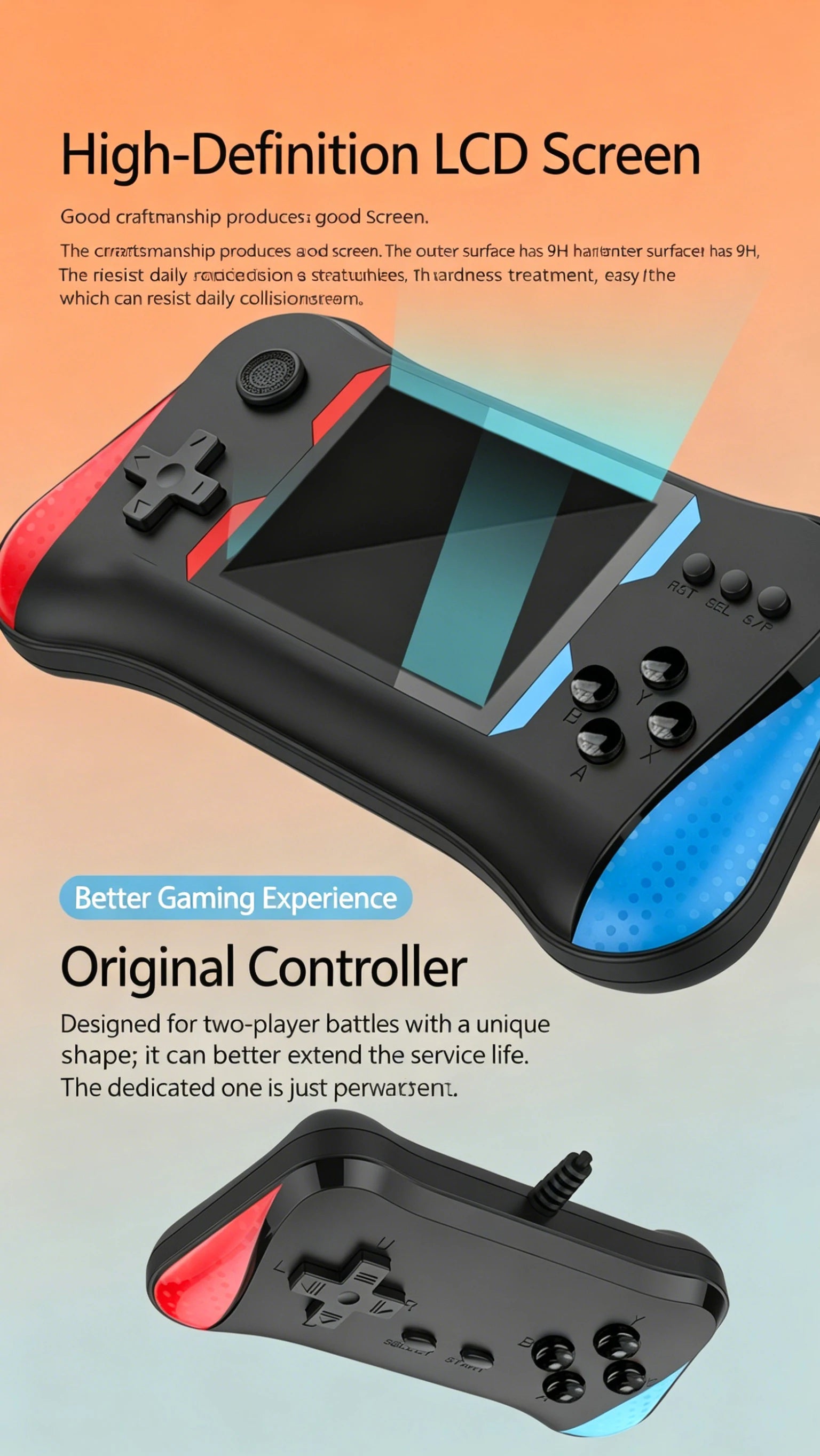 Consola de Juegos Portátil con 500 Juegos, Retro Clásica para Dos Jugadores
