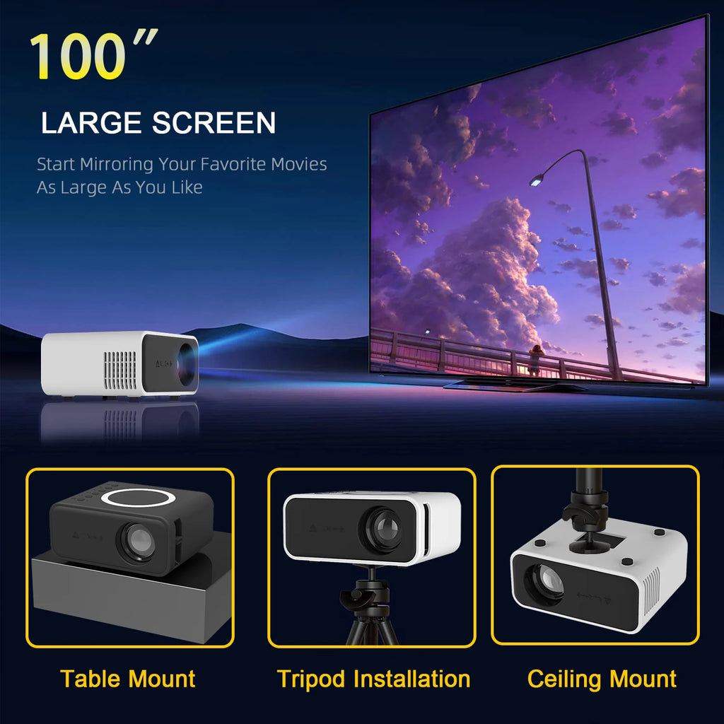 Mini proyector YT300 LED portátil, 1400 lúmenes, para oficina y hogar