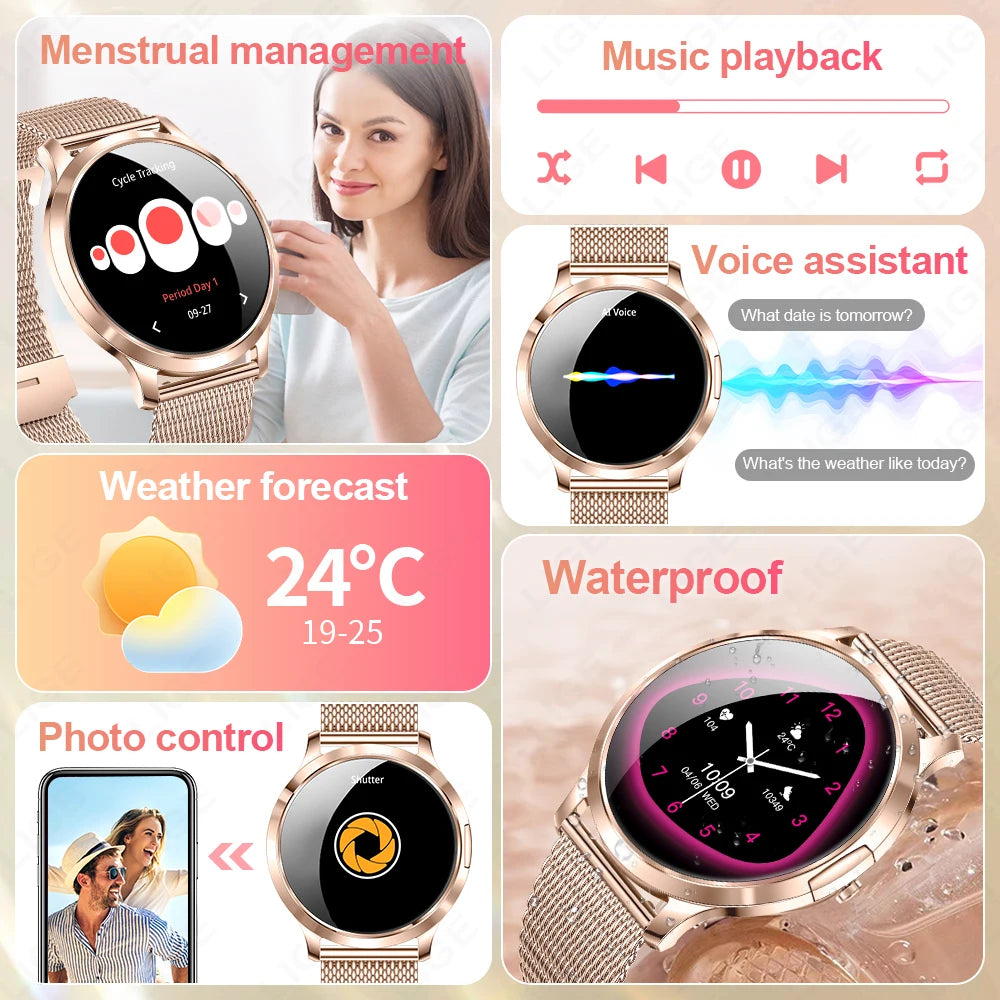 Reloj Inteligente LIGE AMOLED Curva 3D para Mujer