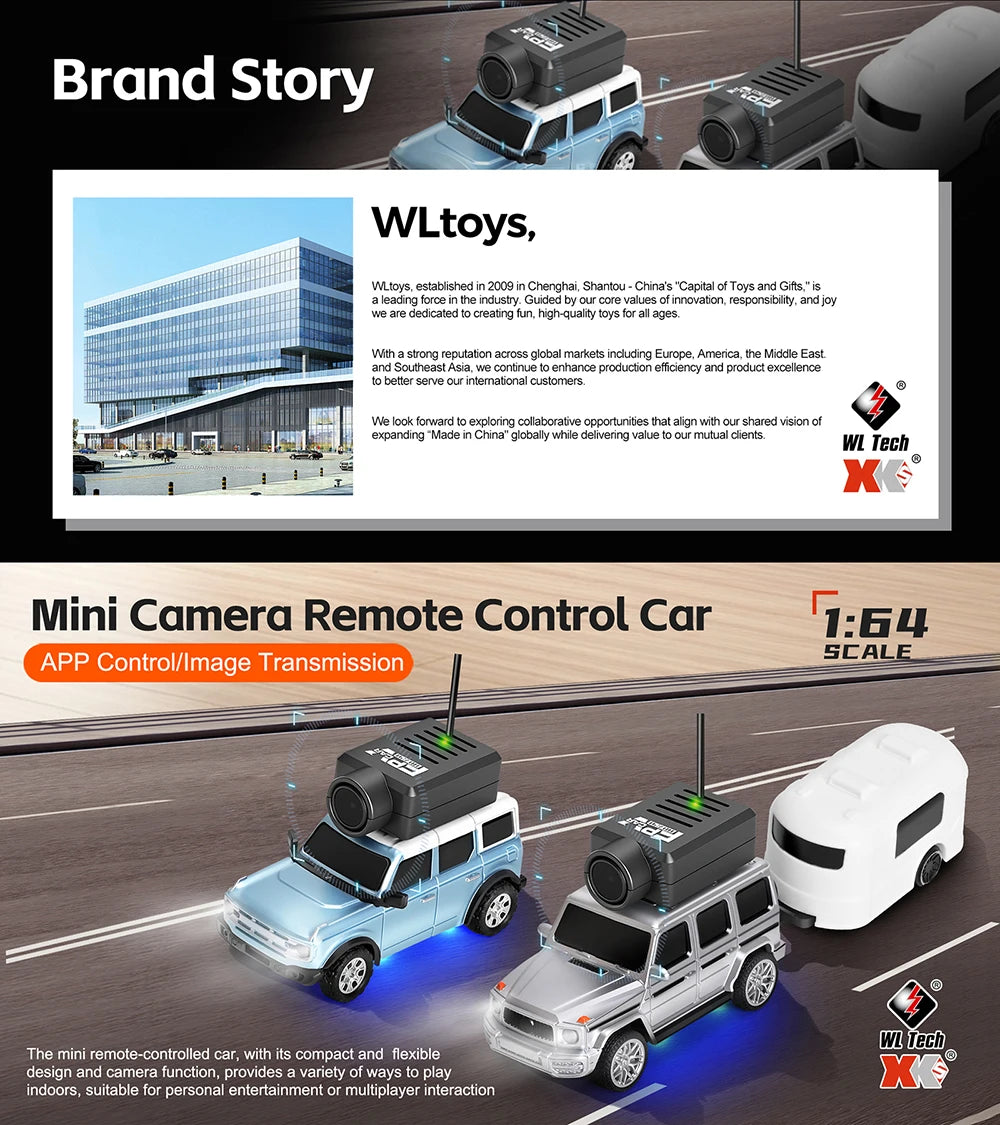 Mini Auto RC WLtoys 1:64 con Cámara HD 720P 2.4G