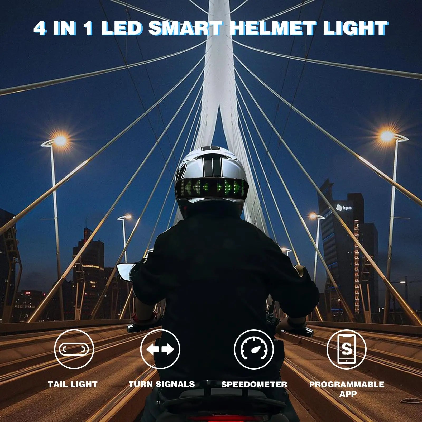 Pantalla LED para Casco, Luces Intermitentes para Casco de Motocicleta, Control por Aplicación, Luz Trasera de Advertencia LED para Casco de Motocicleta