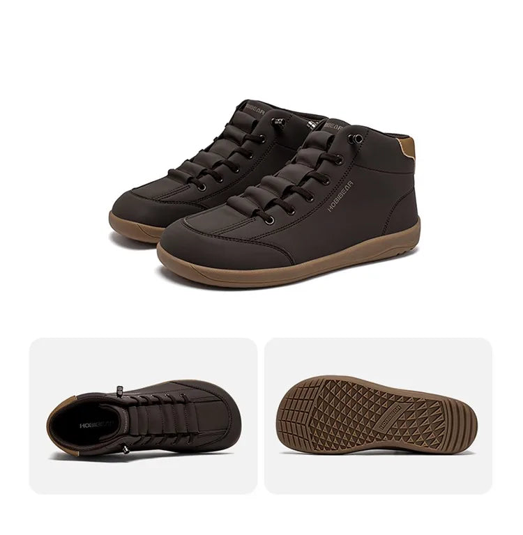 HOBIBEAR Zapatos descalzos de caña media, botines minimalistas con punta ancha Unisex, zapatillas antideslizantes de cuero Artificial para exteriores