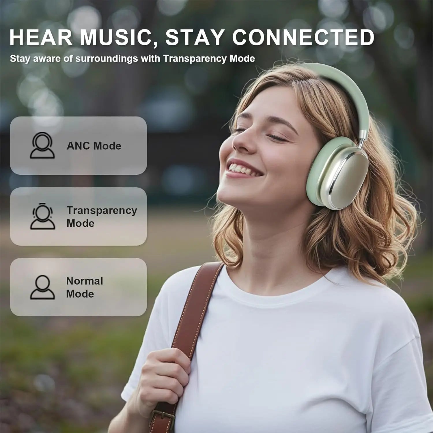Auriculares híbridos con cancelación activa de ruido con perilla de control 65H de reproducción auriculares sobre la oreja inalámbricos Bluetooth 6,0 Audio de alta resolución