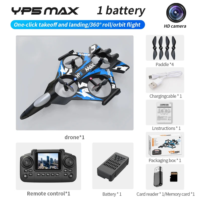Dron de Acrobacias YP5 MAX con Cámara HD, Plegable, Vuelo Orbital