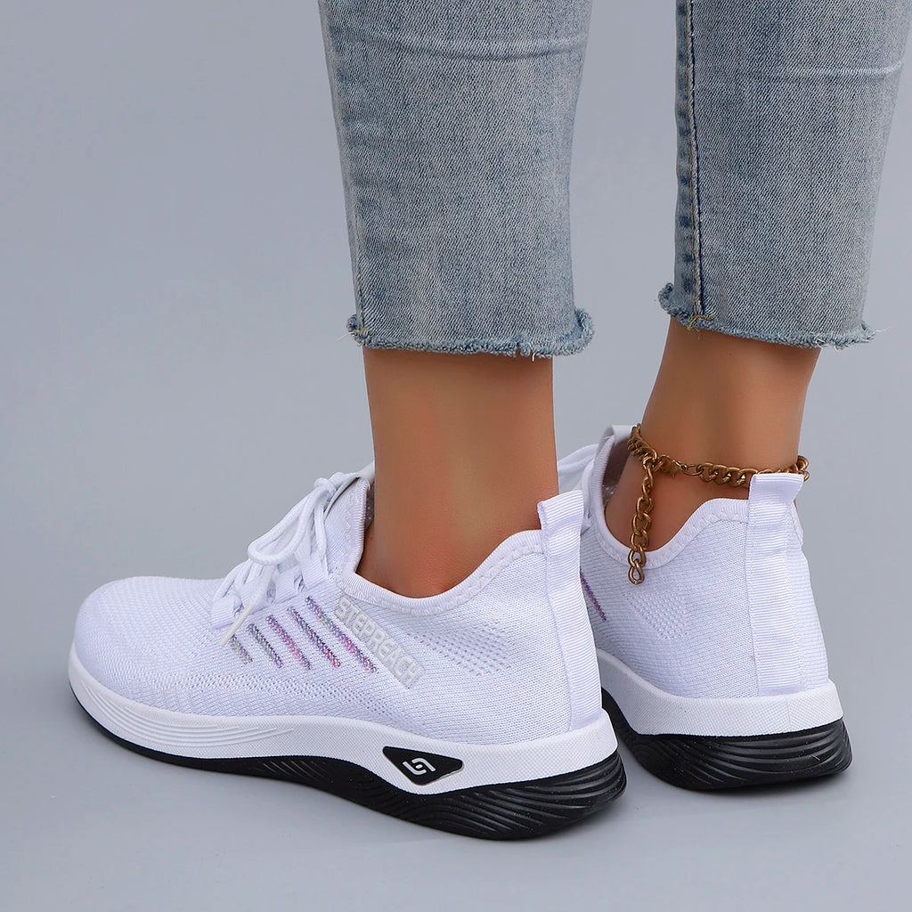 Primavera y otoño nuevos zapatos deportivos informales con cordones para mujer, cómodos, transpirables, ligeros y resistentes al desgaste