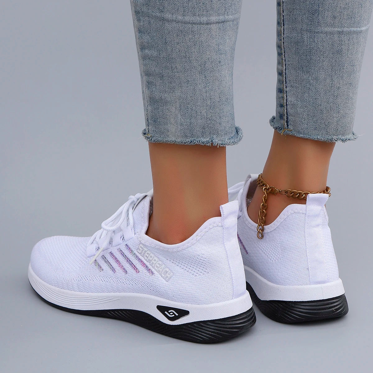 Primavera y otoño nuevos zapatos deportivos informales con cordones para mujer, cómodos, transpirables, ligeros y resistentes al desgaste