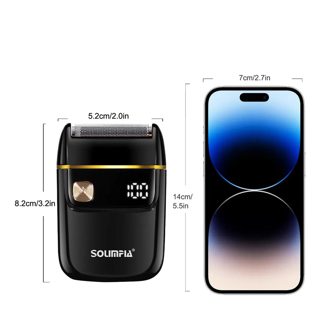 Mini Afeitadora Eléctrica para Hombre, Maquinilla de Afeitar Eléctrica Recargable Portátil con Pantalla LED, Cabezal de Afeitado Flotante, Afeitadora en Seco y Húmedo