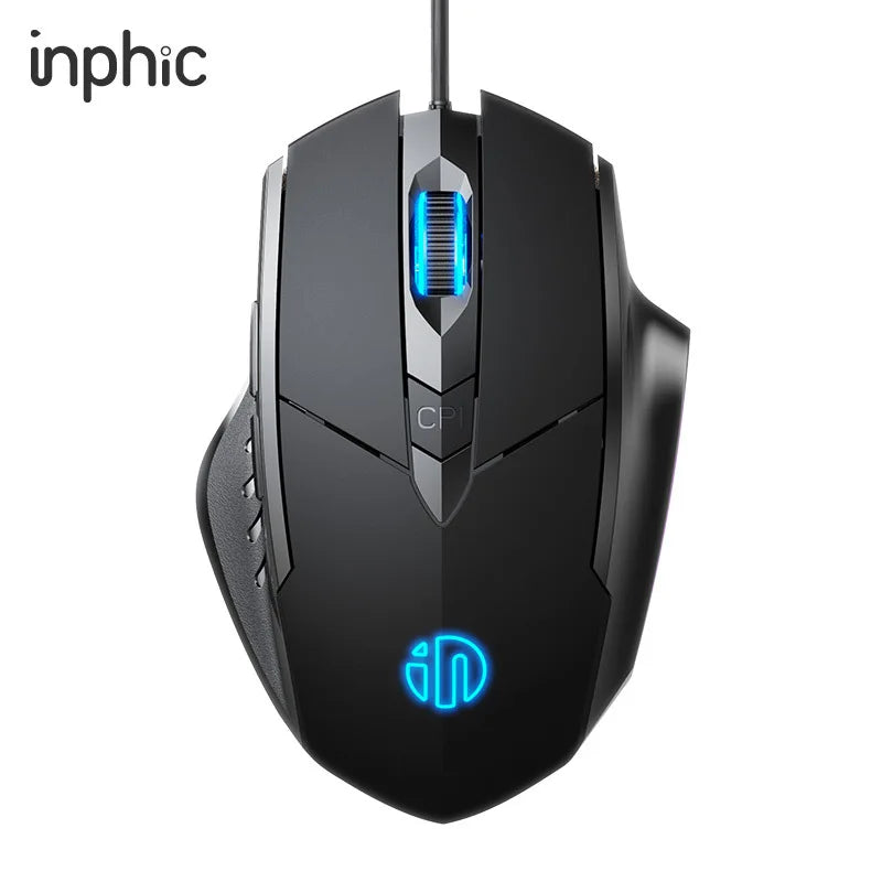 Ratón con cable Inphic W1, ratón para juegos Esports, ratón de oficina silencioso, tres teclas y seis teclas son opcionales