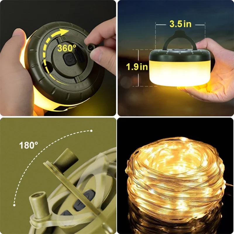 Lámpara Solar 3 en 1 para Camping y Senderismo