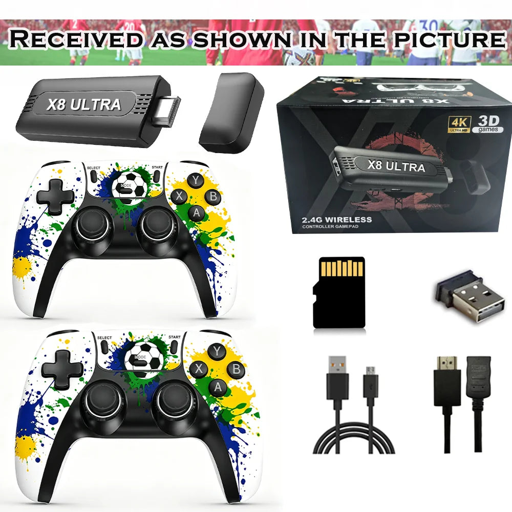 Consola de juegos retro X8 Ultra 4K HD 2026 con más de 50000 juegos, 45 emuladores de PS1, N64, arcade, mando inalámbrico 2.4G, Plug & Play, ideal para la televisión y como regalo para toda la familia.