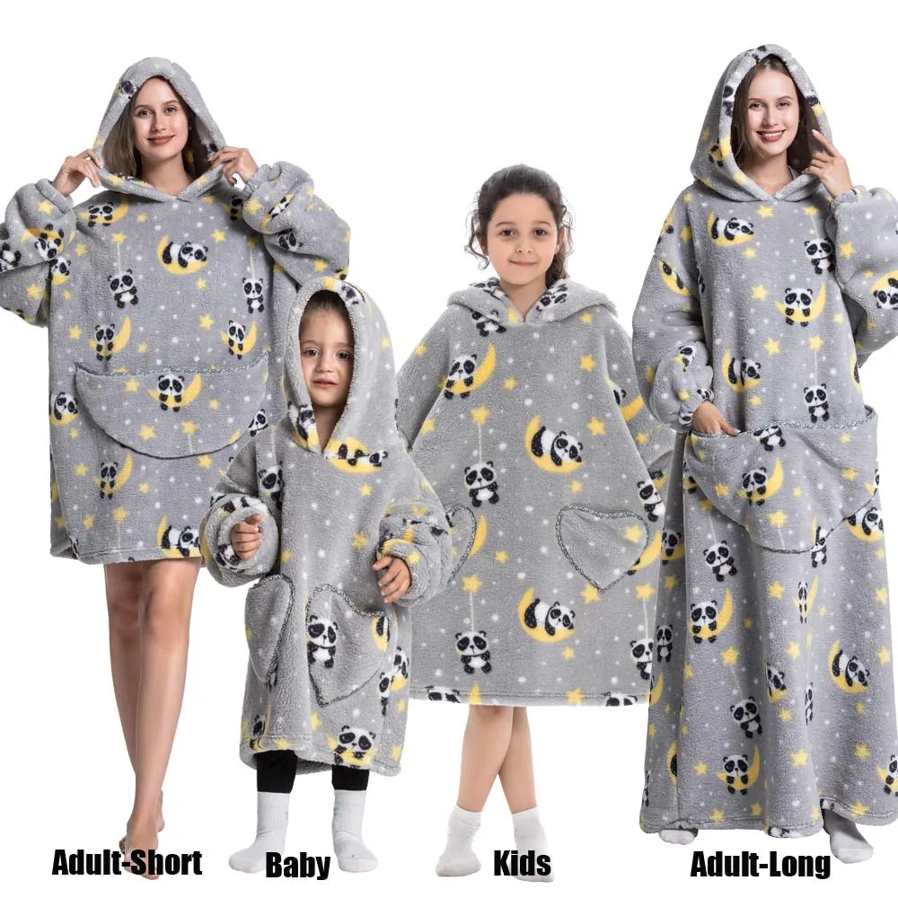 Sudaderas con capucha de invierno para hombre y mujer, jersey de lana gigante para TV, manta de gran tamaño con mangas, ropa de calabaza de Halloween para adultos