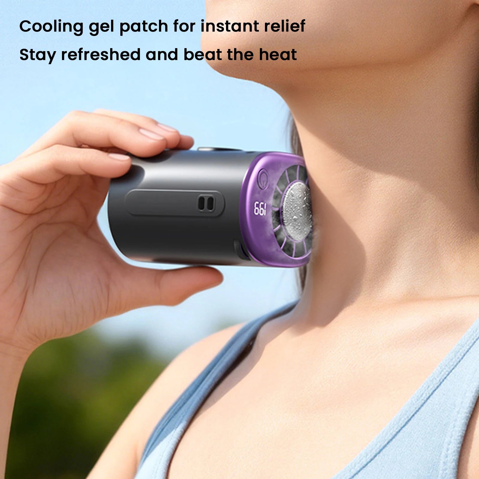 Ventilador de Cuello Colgante con Pantalla LED Recargable