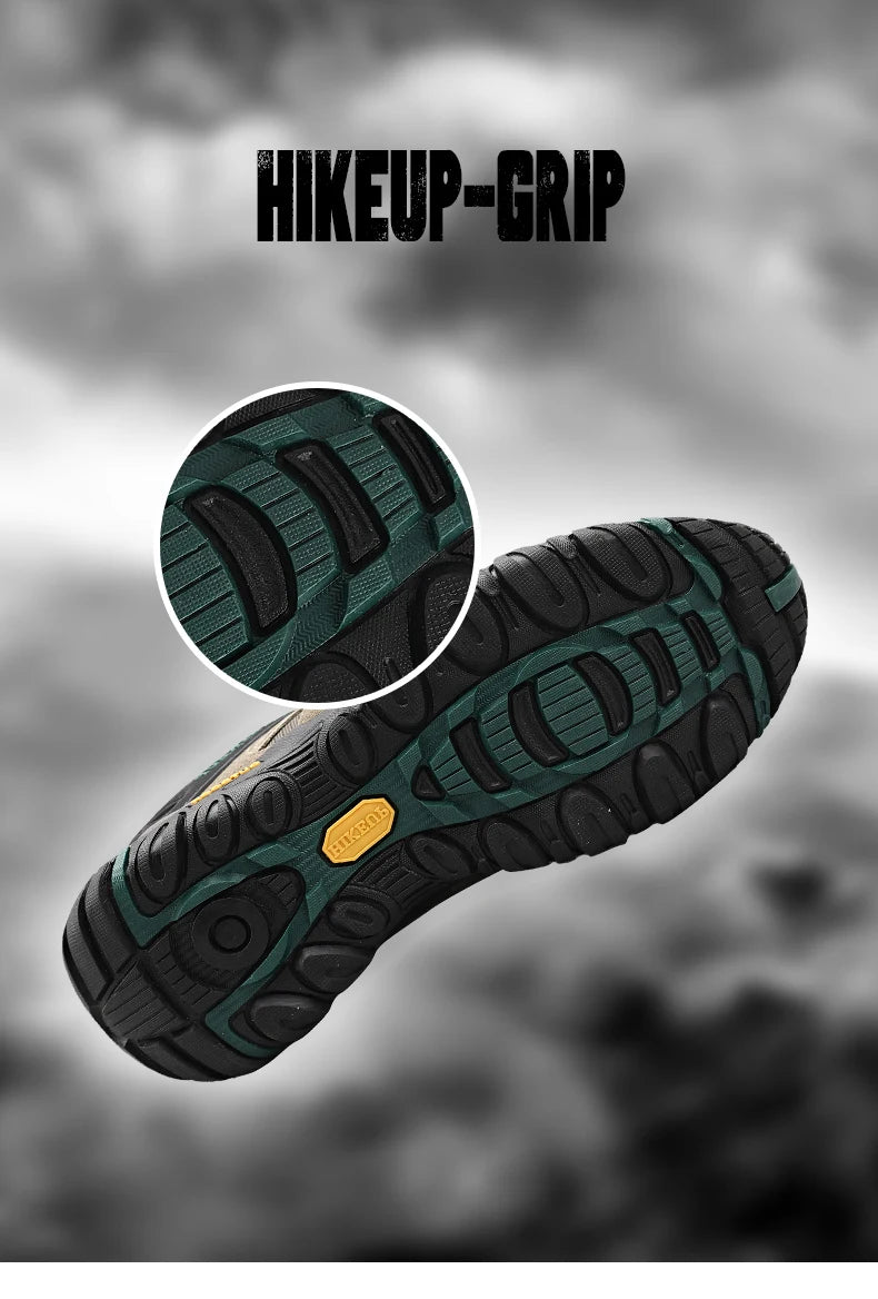 Zapatos de senderismo HIKEUP para hombre, zapatos de exterior de piel de ante, zapatillas tácticas resistentes al desgaste para senderismo, caminar y cazar