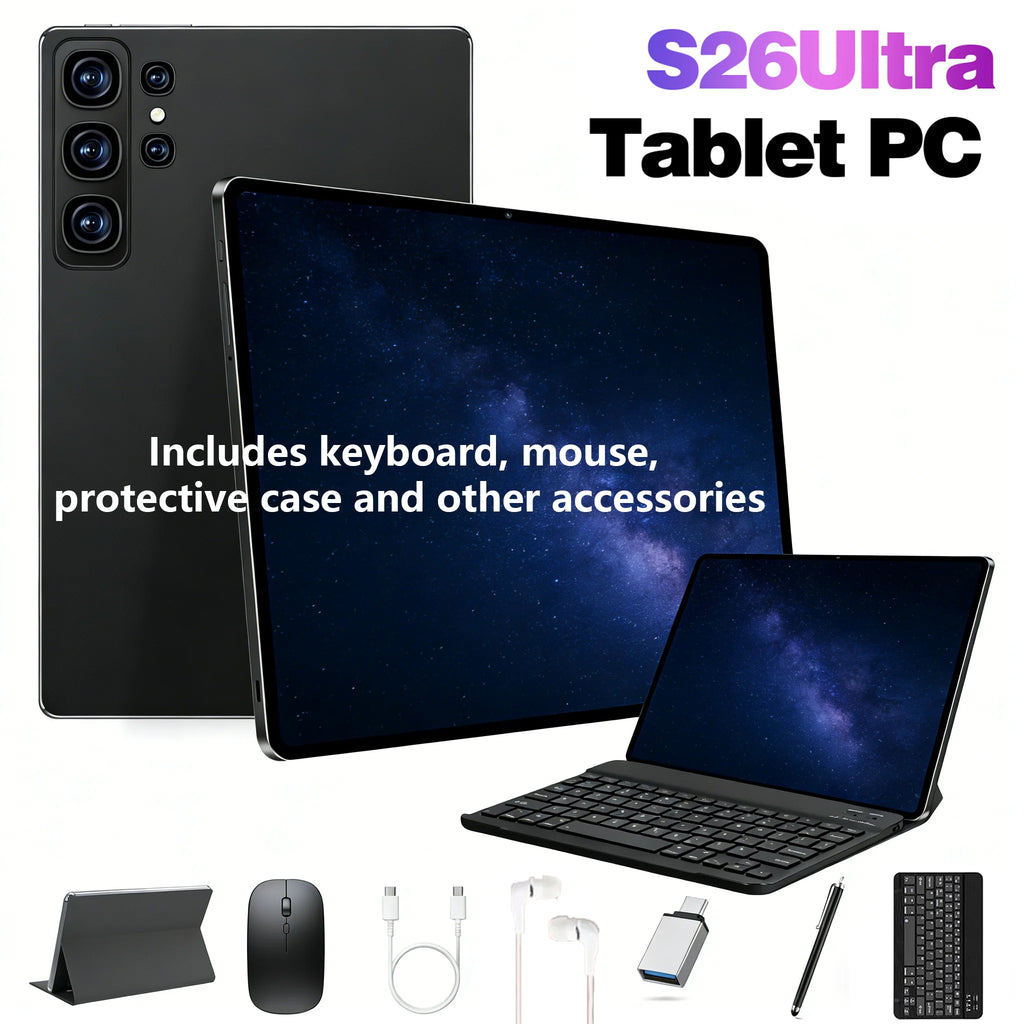 Tablet S26 con Pantalla Ultra Grande, 8+256GB, Android 15, Batería de Larga Duración, Smart Pad