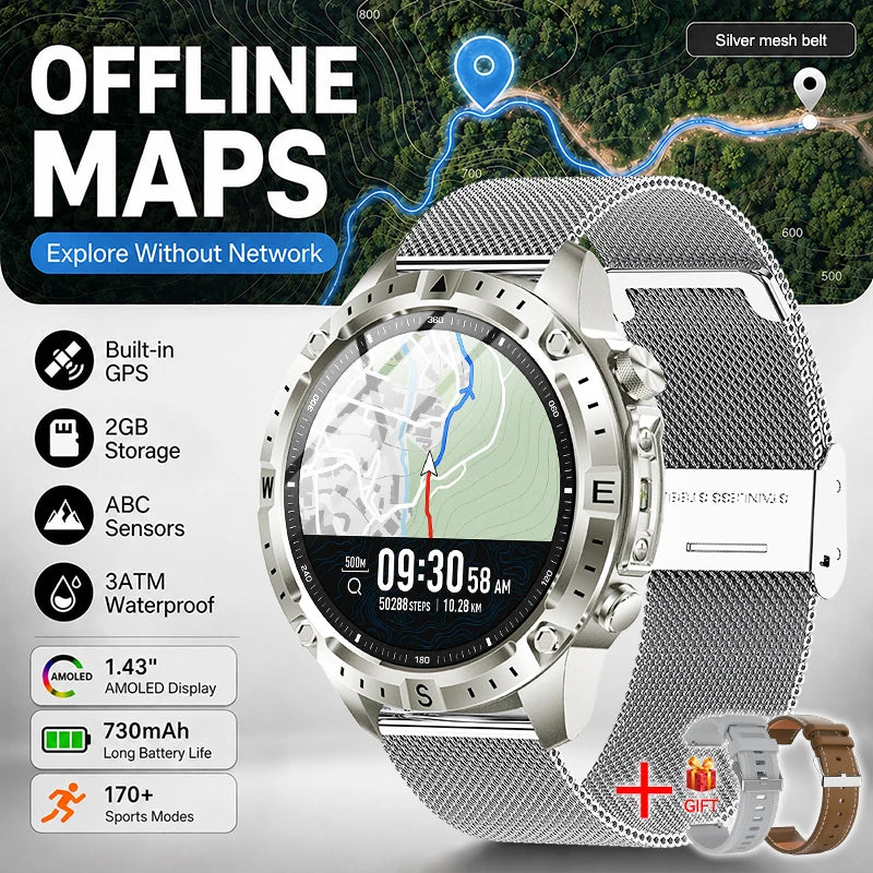 Reloj Inteligente Deportivo con GPS, Mapa Offline y Pantalla AMOLED