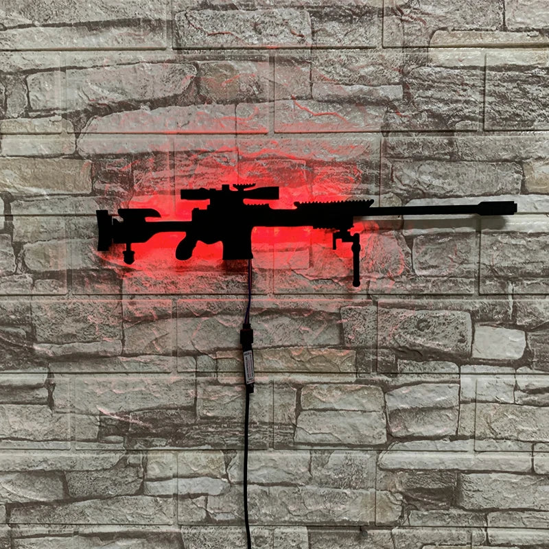 Lámpara de Pared LED 3D Pistola Luz Nocturna USB