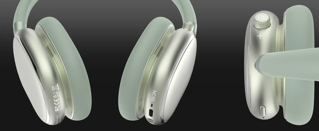 Auriculares híbridos con cancelación activa de ruido con perilla de control 65H de reproducción auriculares sobre la oreja inalámbricos Bluetooth 6,0 Audio de alta resolución