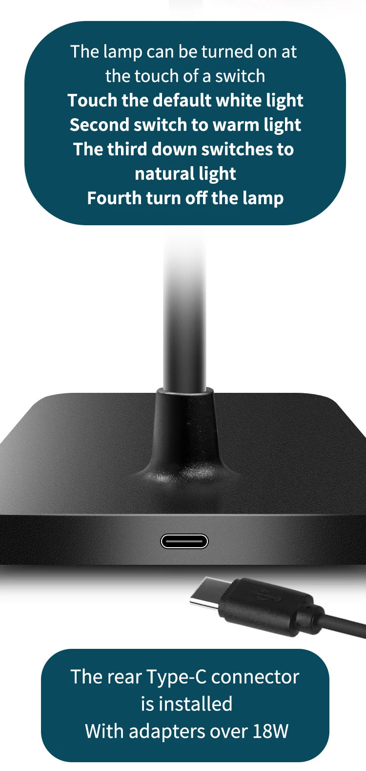 Lámpara de escritorio de lectura, lámpara LED de escritorio, enchufe USB, carga inalámbrica, teléfono móvil, protección ocular táctil, luz de mesa, iluminación de oficina en casa