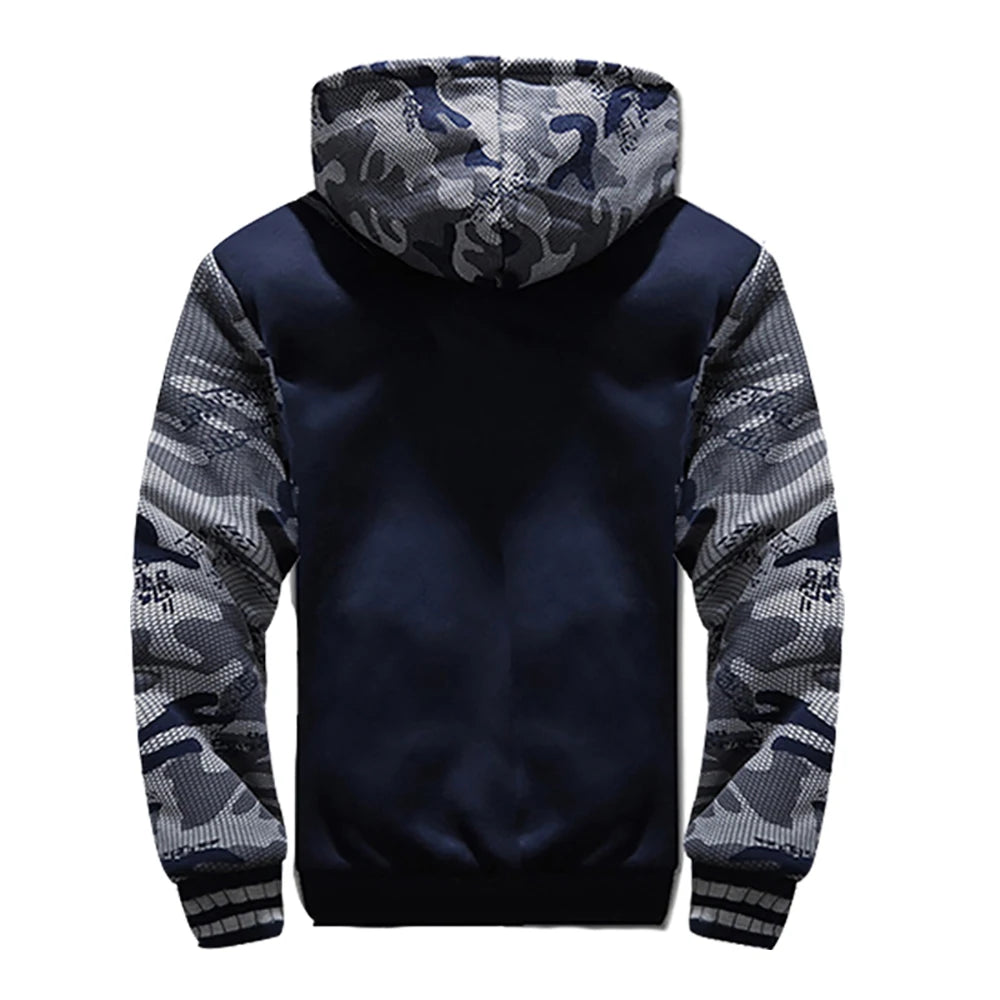 Chaqueta de Invierno con Capucha para Hombre - Camuflaje Forro Polar
