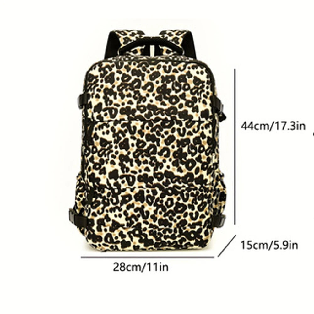 Mochila de Viaje con Estampado de Leopardo de Gran Capacidad