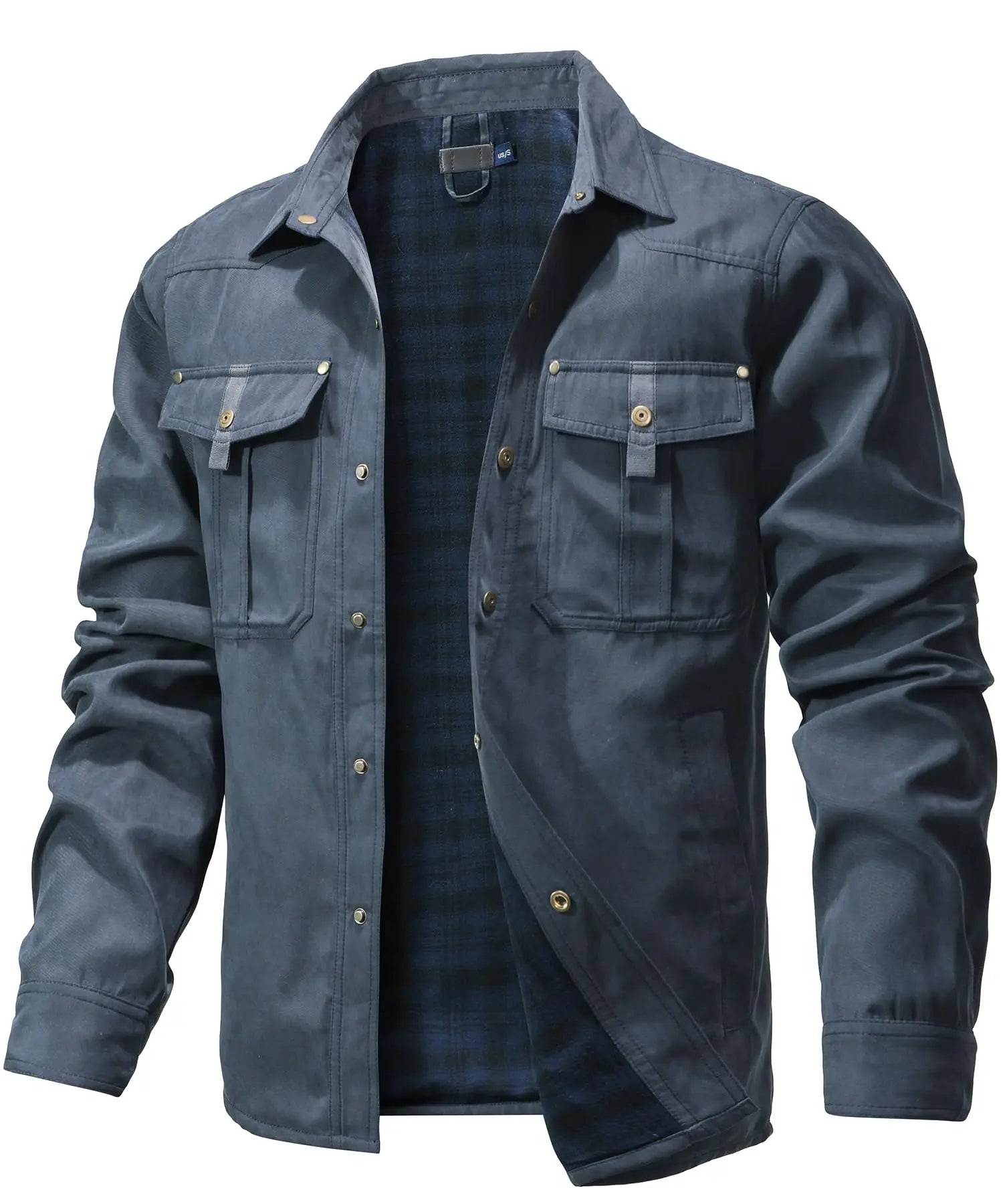 Chaquetas para hombre, camisa forrada de franela de primavera, abrigo, sudadera informal con botones a presión, estilo vaquero occidental, Top de alta calidad, talla estadounidense