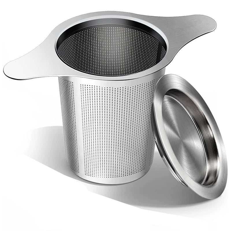 LMETJMA-colador de malla para infusor de té de acero inoxidable, con asas dobles, de gran capacidad, para empare el té de hojas sueltas, JT209