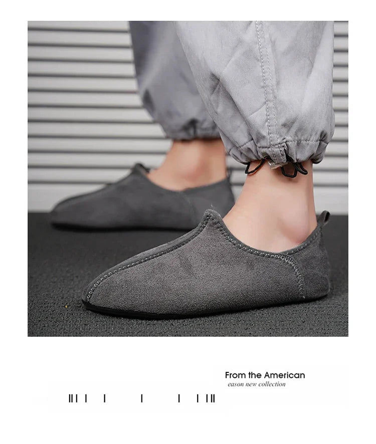 YRZL zapatos de algodón de invierno para hombre, zapatillas ligeras sin cordones cálidas, mocasines de algodón de felpa para dormitorio y hogar, zapatos cálidos de invierno Unisex