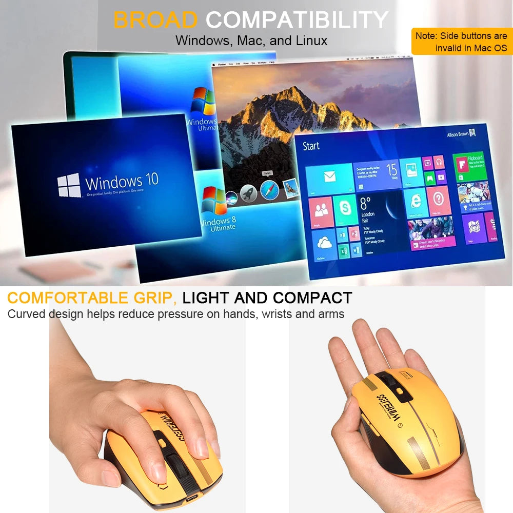 Ratón ergonómico recargable para juegos LT-T19, USB 2,4G, luz RGB inalámbrica, ordenadores de escritorio, portátiles y portátiles
