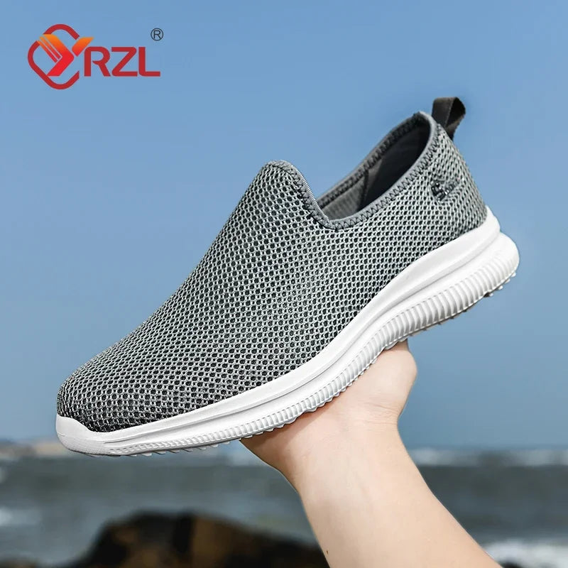 YRZL Zapatillas de deporte para hombre, zapatos informales transpirables Unisex, mocasines de malla antideslizantes para exteriores, zapatos de tenis ligeros a la moda para hombre