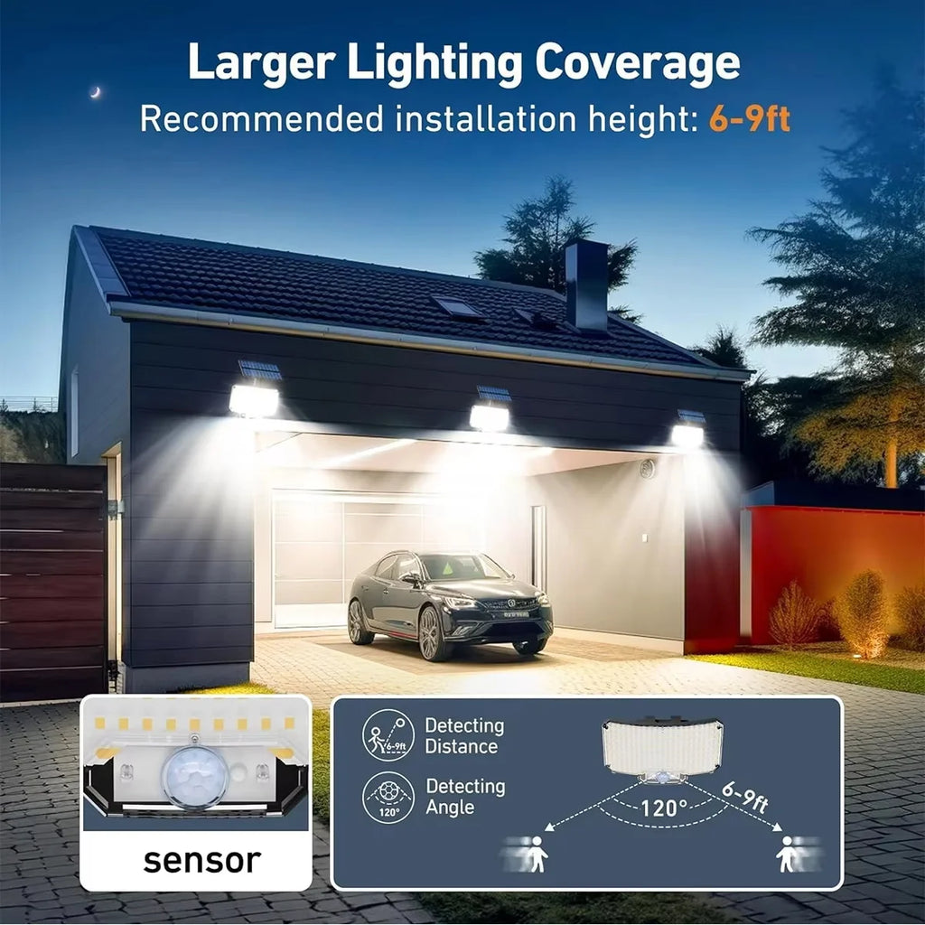 Lámpara Solar Dividida 106 LED con Sensor de Movimiento, 3 Modos IP65