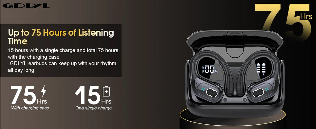 Auriculares TWS Bluetooth 5.4 Deportivos Impermeables 75hs