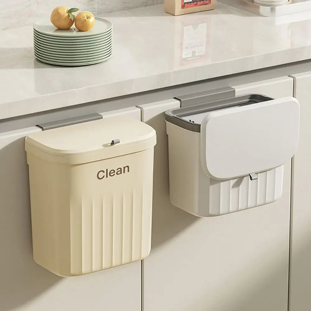 Cubo de compost para cocina con montaje bajo fregadero o en pared, con tapa