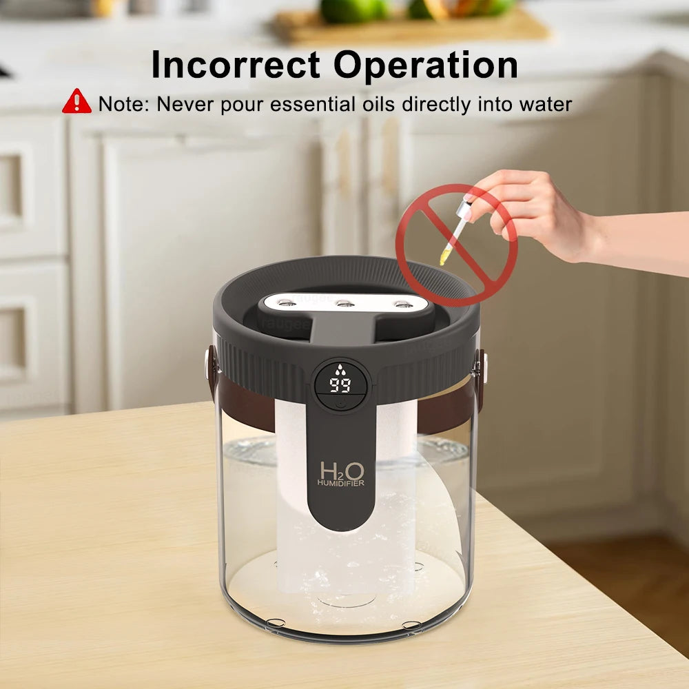 Humidificador de Aire 1,5L Recargable USB con Luz LED