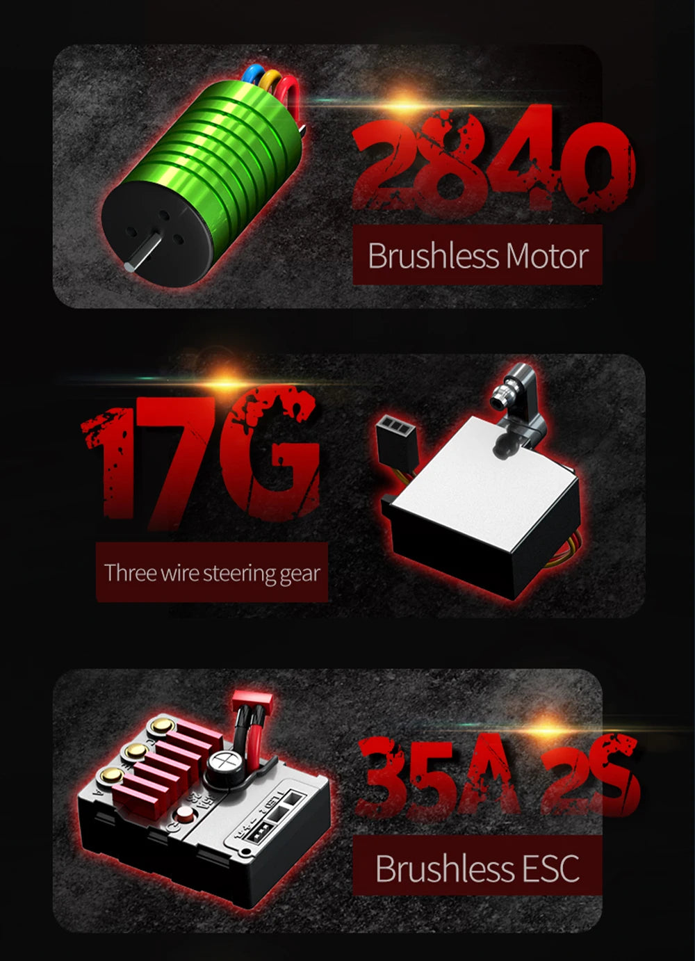 Coche RC Todoterreno 1:16 4WD sin Escobillas, 70 KM/H con Luces LED