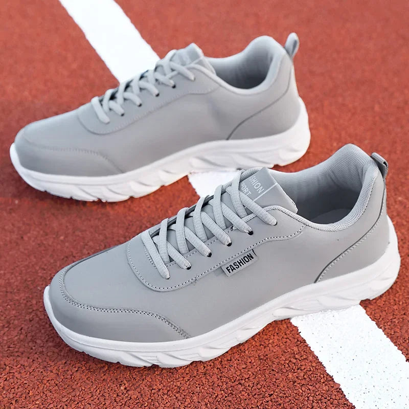 YRZL Zapatillas para correr Zapatillas de deporte de cuero artificial impermeables Zapatos deportivos al aire libre Hombres Zapatillas casuales ligeras para caminar para hombres