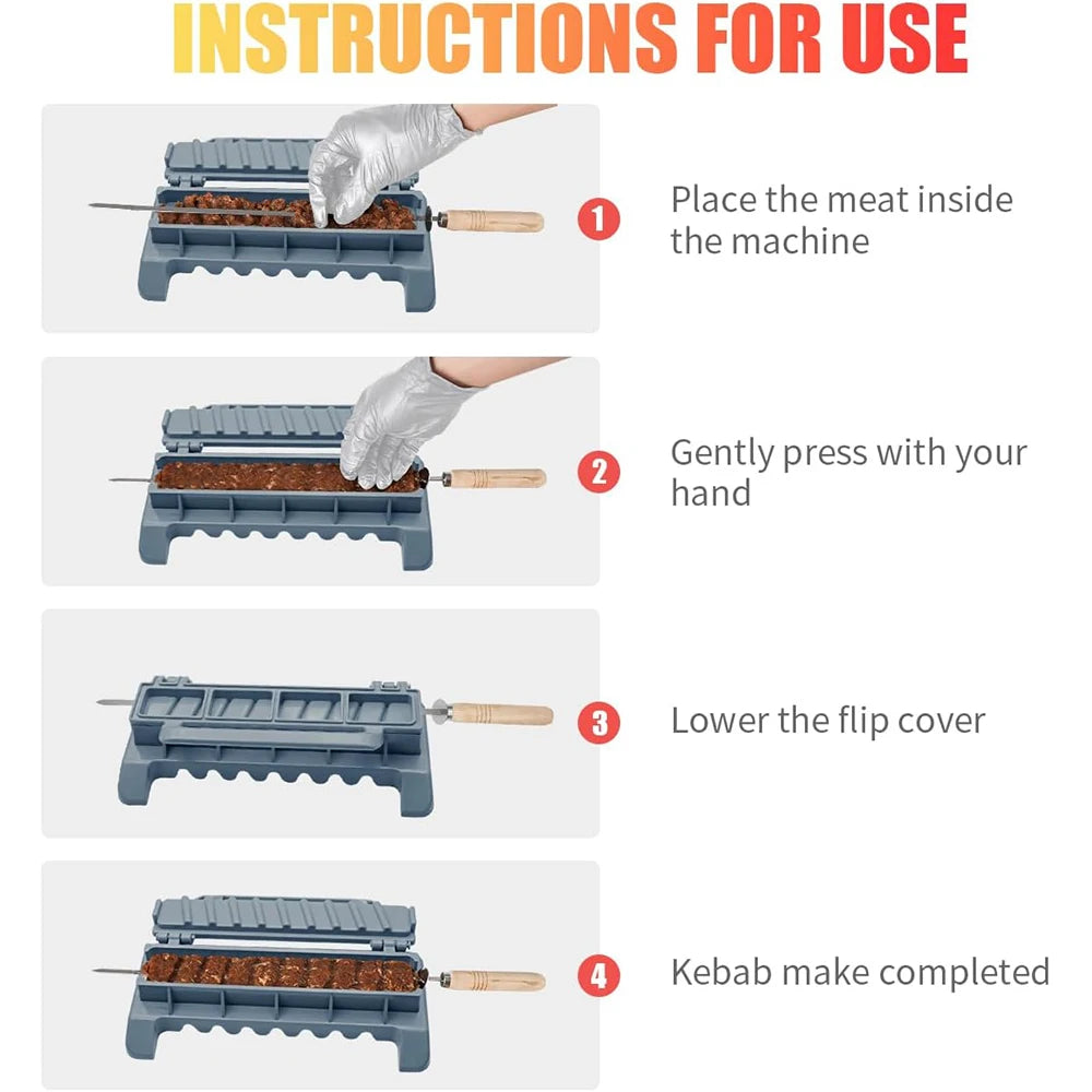 LMETJMA Prensa Grande para Hacer Kebab, Máquina Manual de Plástico para Hacer Kebab, Molde para Hacer Kabob, Brochetas para Barbacoa