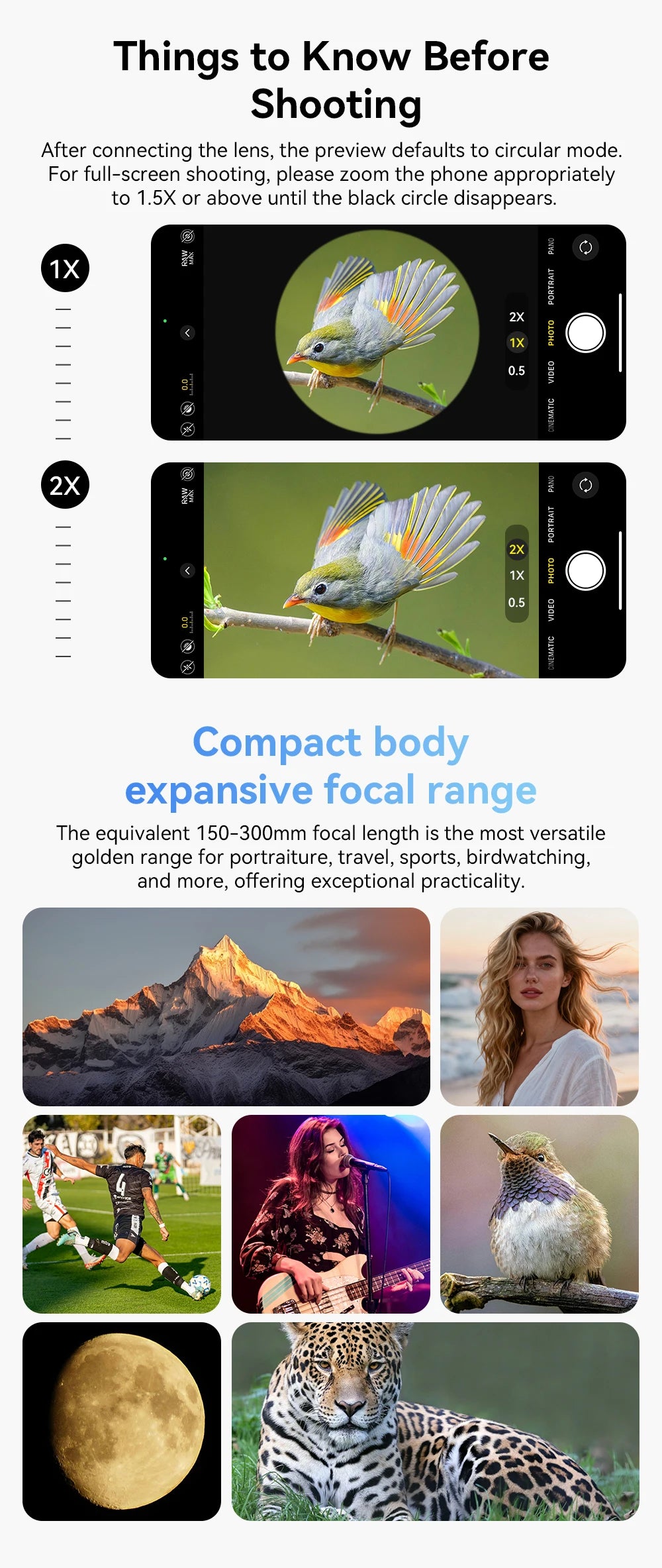 Lente Zoom APEXEL 5x-10x HD Mini Telescopio para Smartphone
