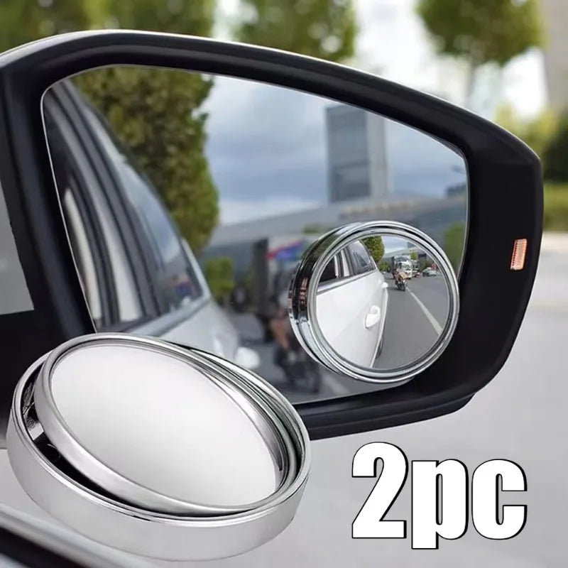 Espejo de punto ciego convexo con marco redondo, gran angular de 360 grados, espejo retrovisor transparente ajustable, accesorios para coche, 2 uds.