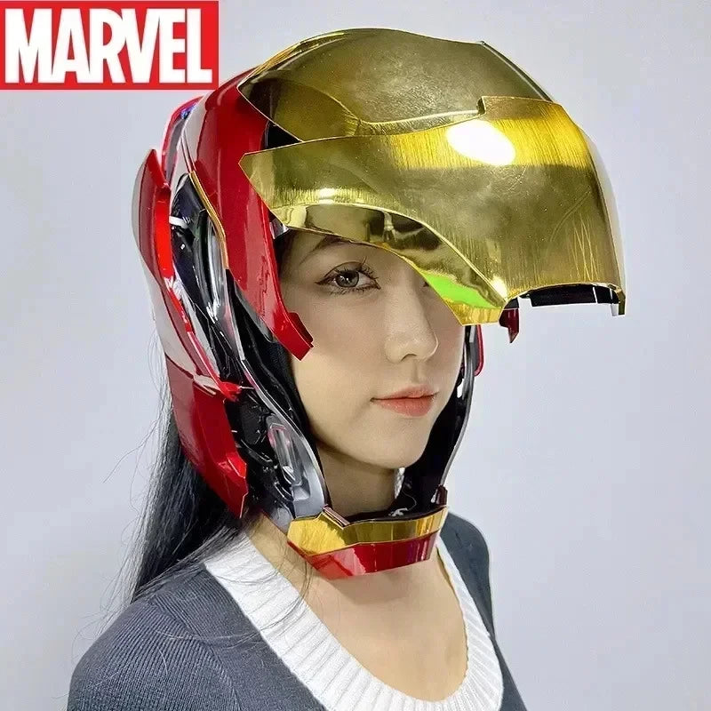 Casco de Iron Man de Marvel, Escala 1:1, MK50 MK5 MK17, con Control por Voz y Ojos Luminosos, Modelo Coleccionable para Adultos, Juguete de Navidad