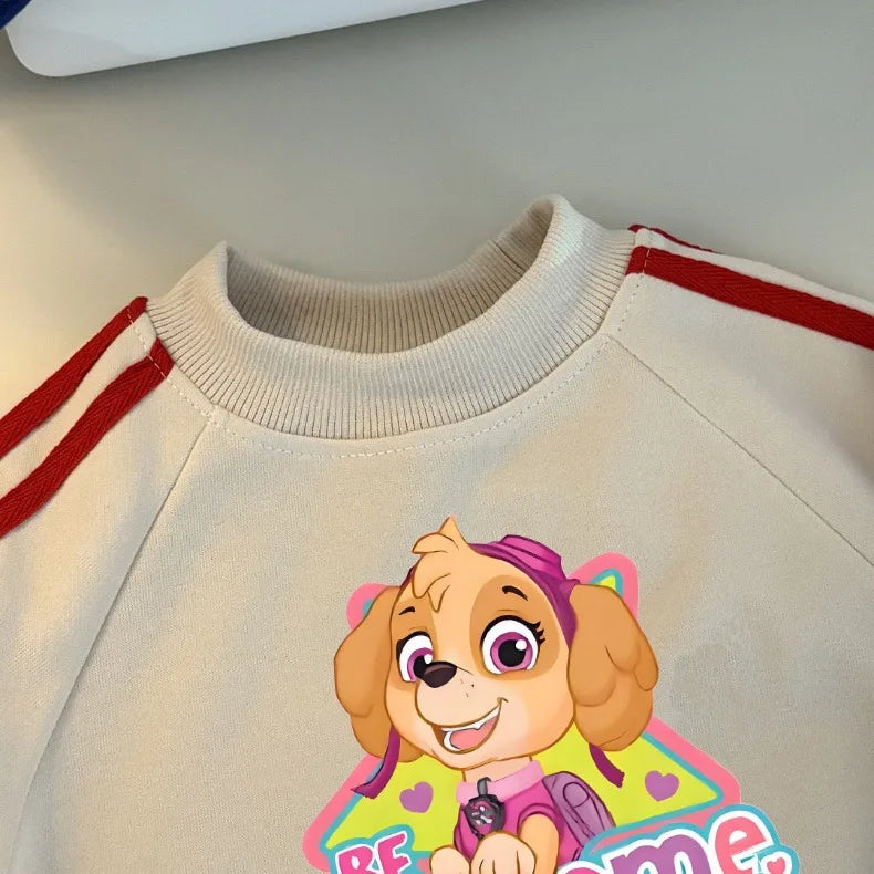 Chándal informal con estampado de Paw Patrol para niña, sudaderas con capucha y pantalones largos con cuello redondo, conjunto de pantalones a rayas laterales de dos piezas para niño 2026