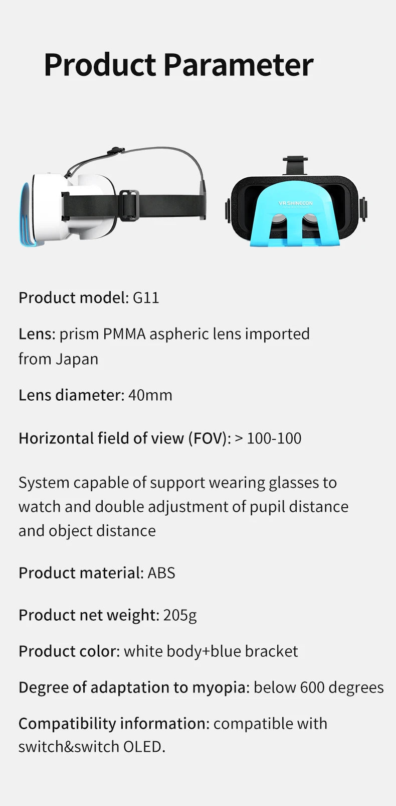Shinecon G11 VR para Nintendo Switch y OLED 3D, gafas de realidad Virtual, dispositivos de auriculares, lentes de casco, accesorios para juegos