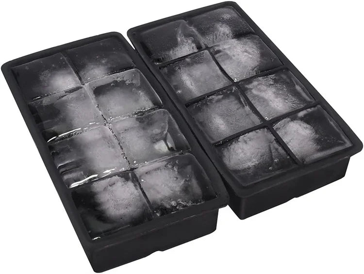 LMETJMA Bandejas grandes para cubitos de hielo con tapas, moldes cuadrados de silicona para cubitos de hielo, moldes para cubitos de hielo sin BPA para cócteles de whisky JT09