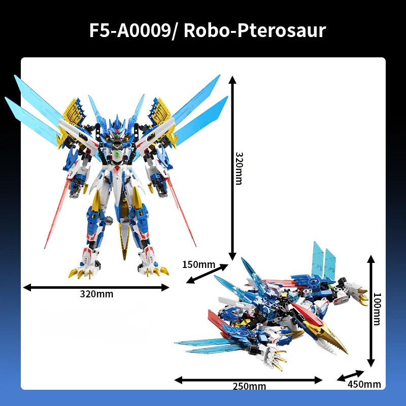 Bloques de construcción para niños, juguete de ladrillos para armar dinosaurio Mecha rex, serie F5-A0007, 2 en 1