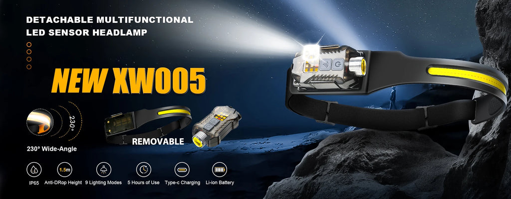 Linterna Frontal Recargable USB 5 LED para Pesca y Camping