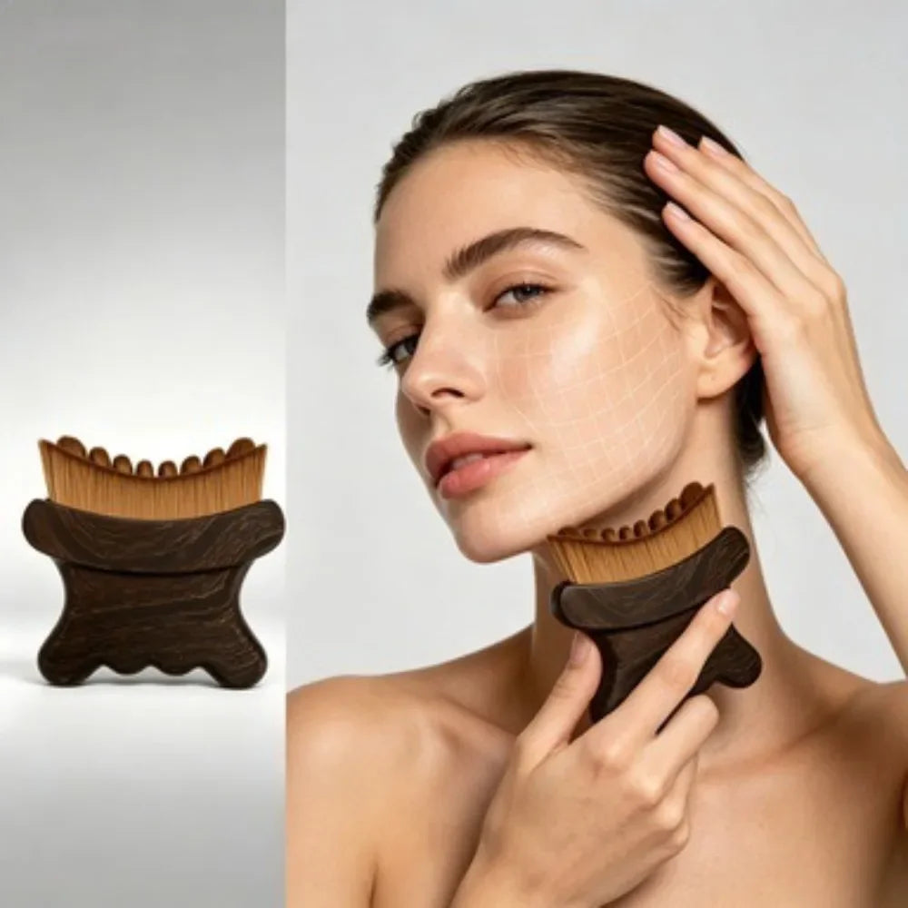 Cepillo Facial para Contorno Linfático, Herramienta Antihinchazón, Masajeador Suave para la Línea de la Mandíbula, Drenaje Linfático, Diseño Ergonómico