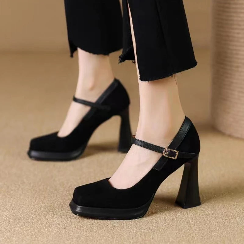 Zapatos de Tacón Alto con Plataforma para Mujer - Gamuza