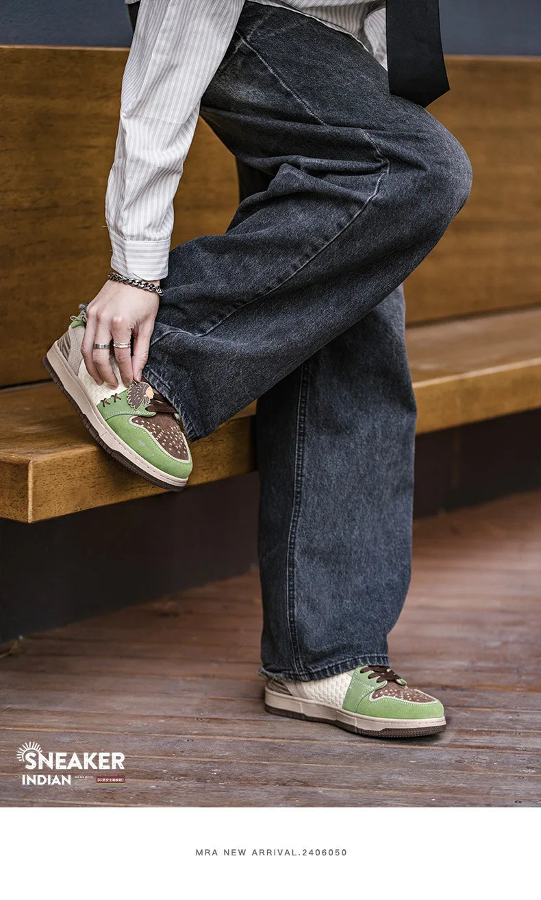 Zapatillas de Skate para Hombre de Alta Calidad, Estilo Retro, Suela Gruesa, Casuales, Versátiles, con Diseño Totem Indio