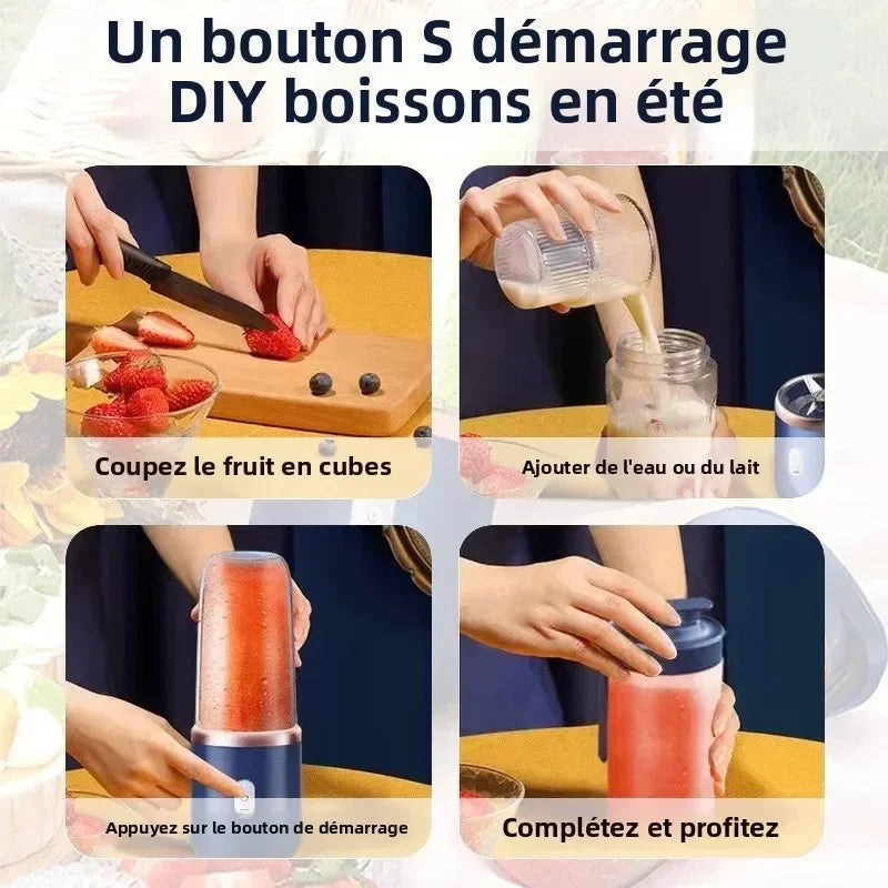 Licuadora Portátil USB 400ml Vaso Eléctrico para Jugos