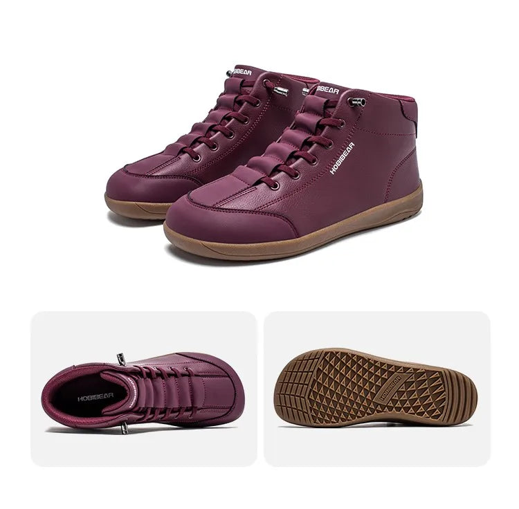 HOBIBEAR Zapatos descalzos de caña media, botines minimalistas con punta ancha Unisex, zapatillas antideslizantes de cuero Artificial para exteriores